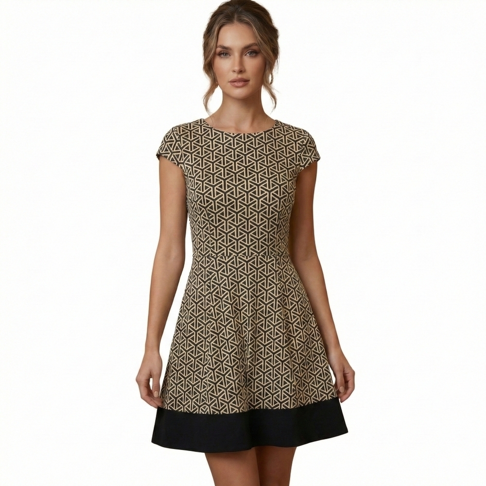 Alex Marie Black White Geometric Mini Dress